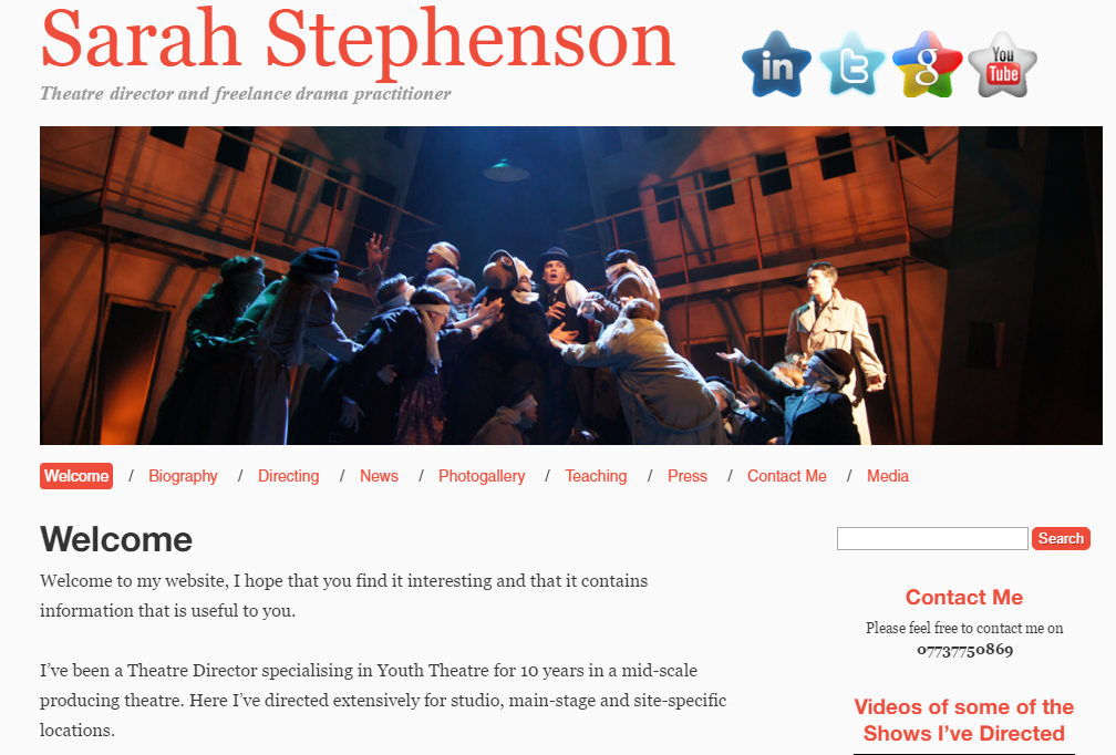 screenshot of Sarah Stepehsnon's website